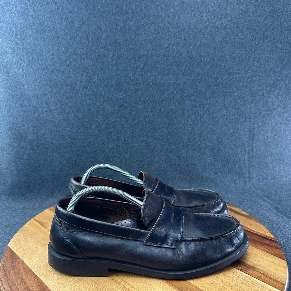 G.H. Bass Theo Mens Dark Brown Leather Penny Loafers Brazil Size 10M RM35